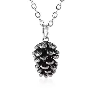 Silver Pinecone Pendant Necklace